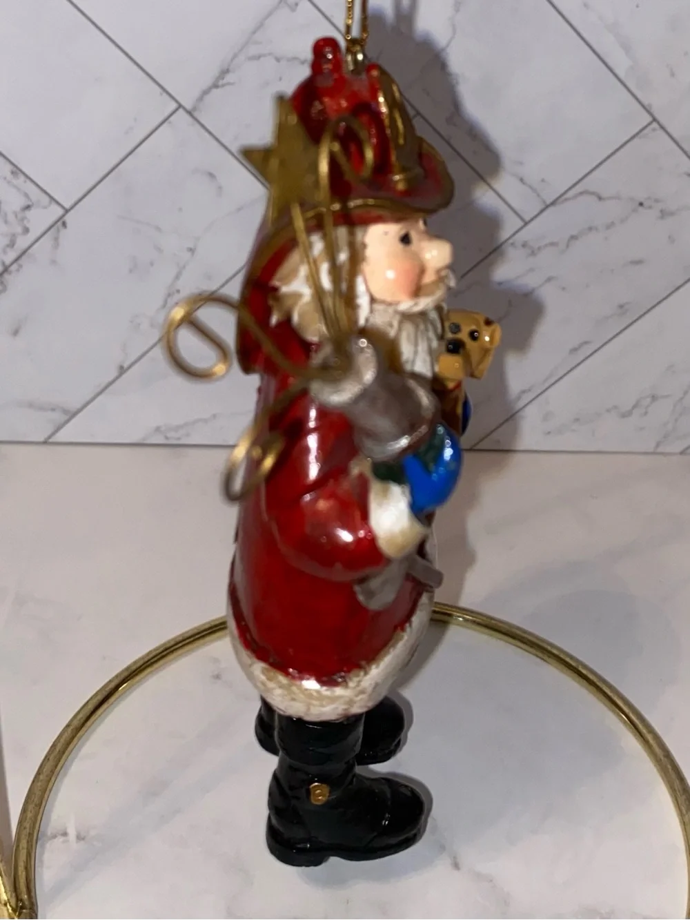 3/$15 Two Whimsical Folk Art Style Firefighter Christmas Ornaments